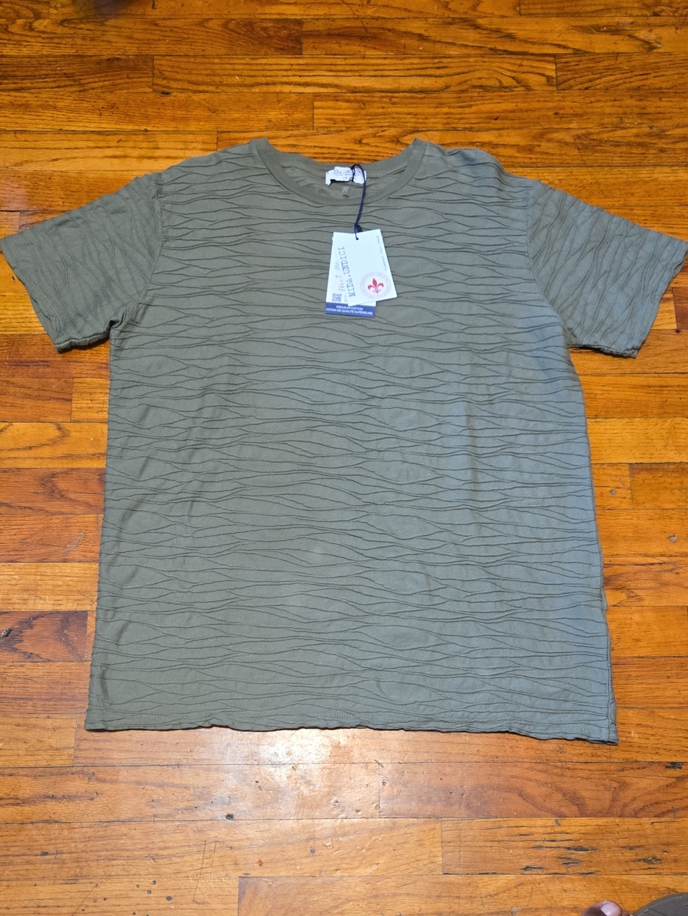 Mida Undici Men's Tee Size L Military Green Made in Italy 100% Cotton - Textured